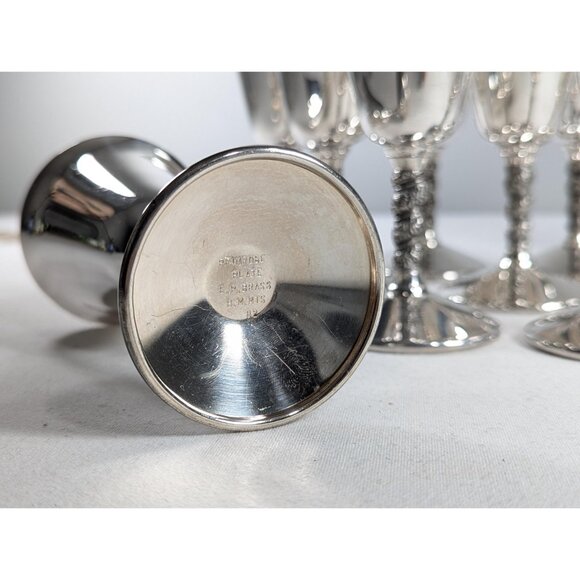 2 Vintage Primrose Plate Small Wine cups 2.5 oz, Silver Plated Stemmed Cordial - Picture 7 of 8